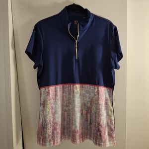 EP New York Women's Short Sleeve Top with Blue and Pink Accents